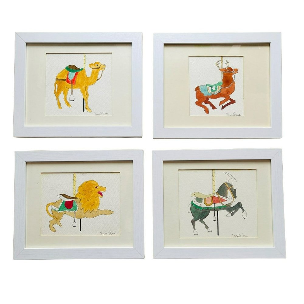 Set of Four Original handmade Paintings Framed‎ And Signed by Virgina G Asmar